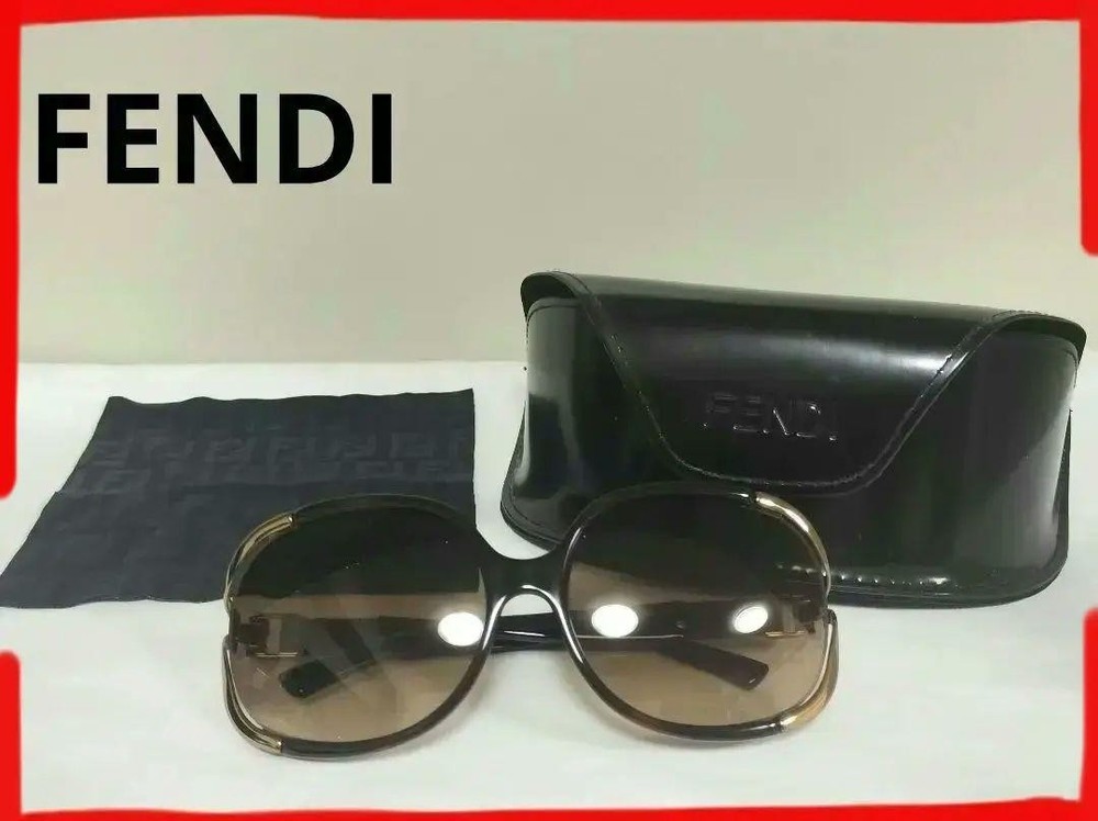 Fendi FS5019 Gradient Brown Leather Women's Sunglasses Case & Cleaning Cloth