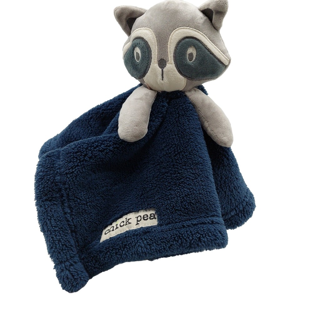 Chick Pea Blue Gray Plush Sherpa Fleece Racoon Lovey Security Blanket Baby Toy