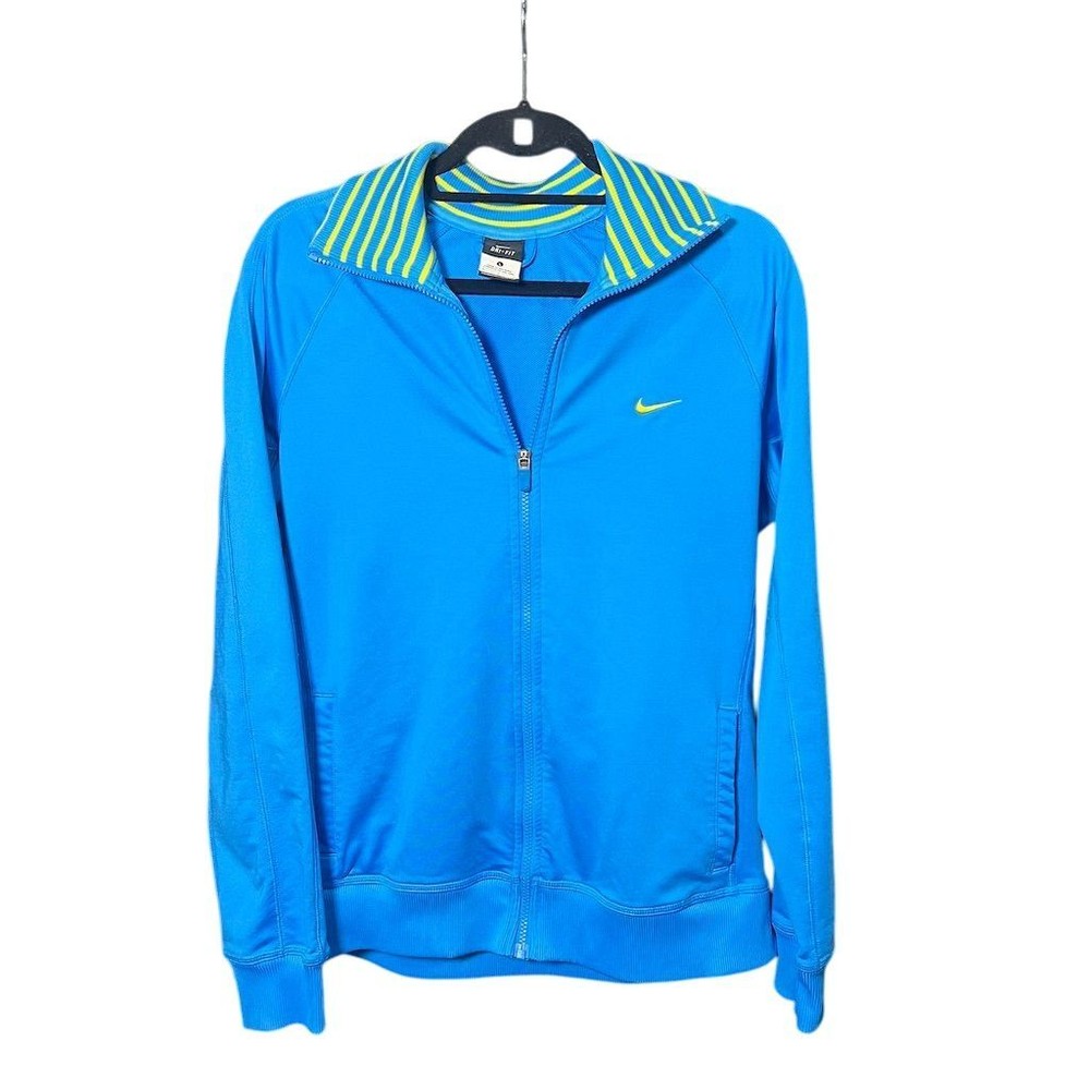 Nike Women's Dri-FIT Track Jacket Blue Size L Full Zip Post Y2K