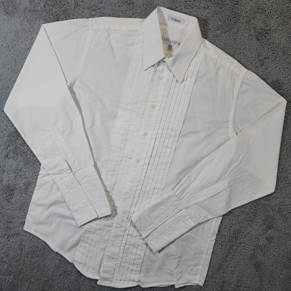 Joseph & Feiss Tuxedo Shirt Mens 15.5 34 35 White Pleated French Cuff Formal