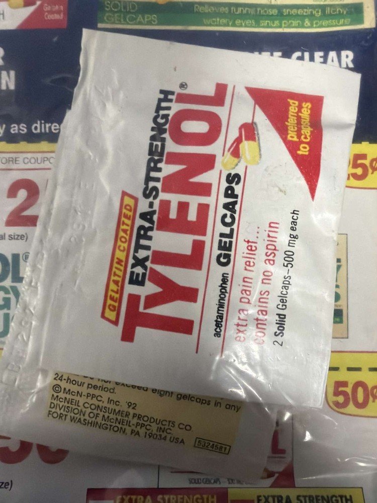 Vintage 1993 Tylenol Allergy Sinus Coupon Sheet Extra Strength Gelcaps-image