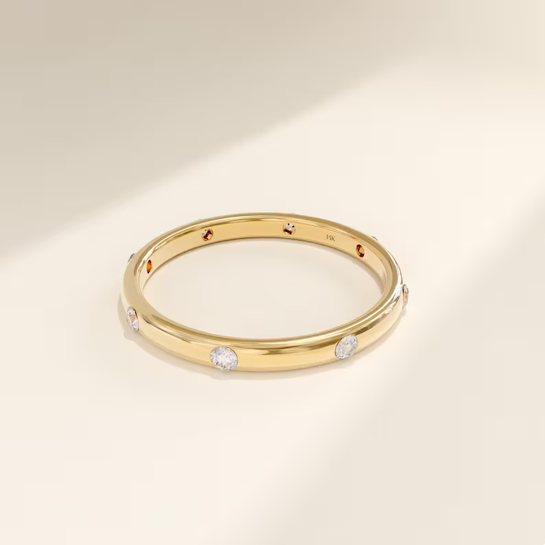 14k Solid Gold 8 Lab Grown Diamond Wedding Band Diamond Eternity Wedding Ring