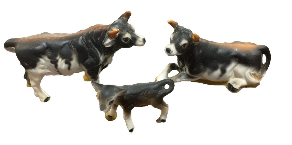 Lefton Bone China Cow Family Set of 3 Figurine Japan Bull Heifer Calf *B