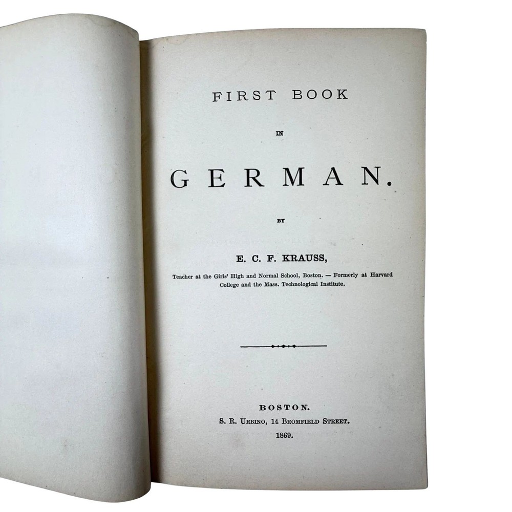 First Book in German by Ernst Carl Friedrich Krauss 1869 Hardcover