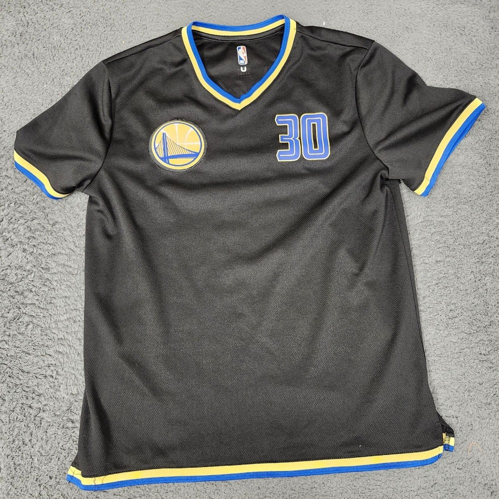 Golden State Warriors NBA Stephen Curry #30 V-Neck Jersey Men's L Black/Yellow/B