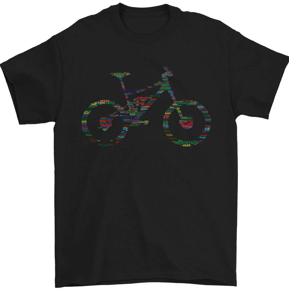 Cycling Enthusiast Word Cloud Design Bicycle Cotton Men's T-Shirt