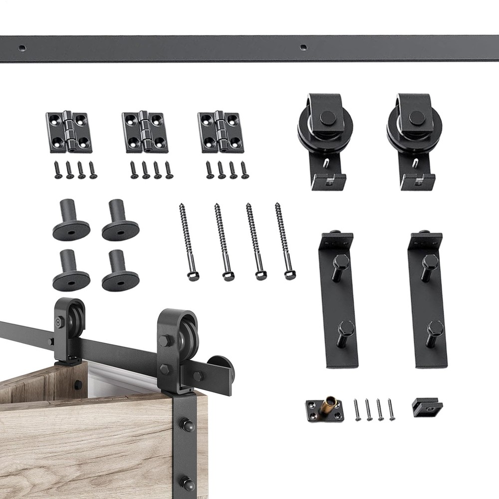 34in Black Bifold Sliding Door Track,Sliding barn door hardware kit,Brand New--