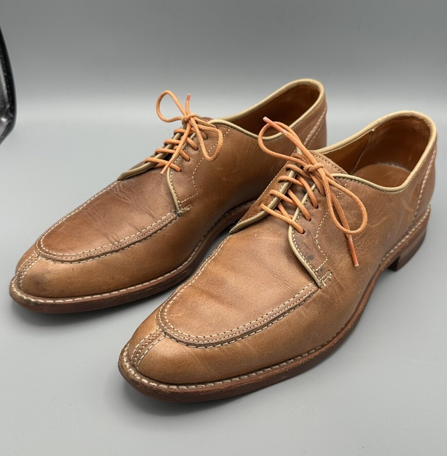 Allen Edmonds Size9.5 Clark Street Cognac Light Brown Mens Oxford Dress Shoes