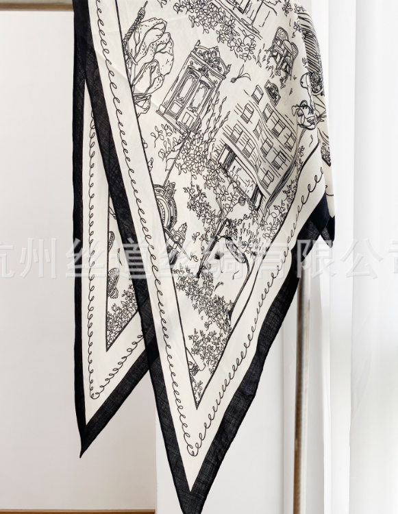 70% Cashmere 30% Silk Wrap Scarf Triangle Shawl 190X80cm blue street Print new