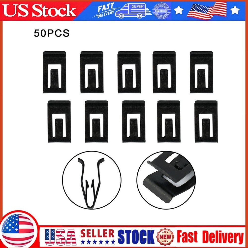 50X Black Car Dashboard Trim Metal Retainer Rivet Fastener Clips for Secure Fit