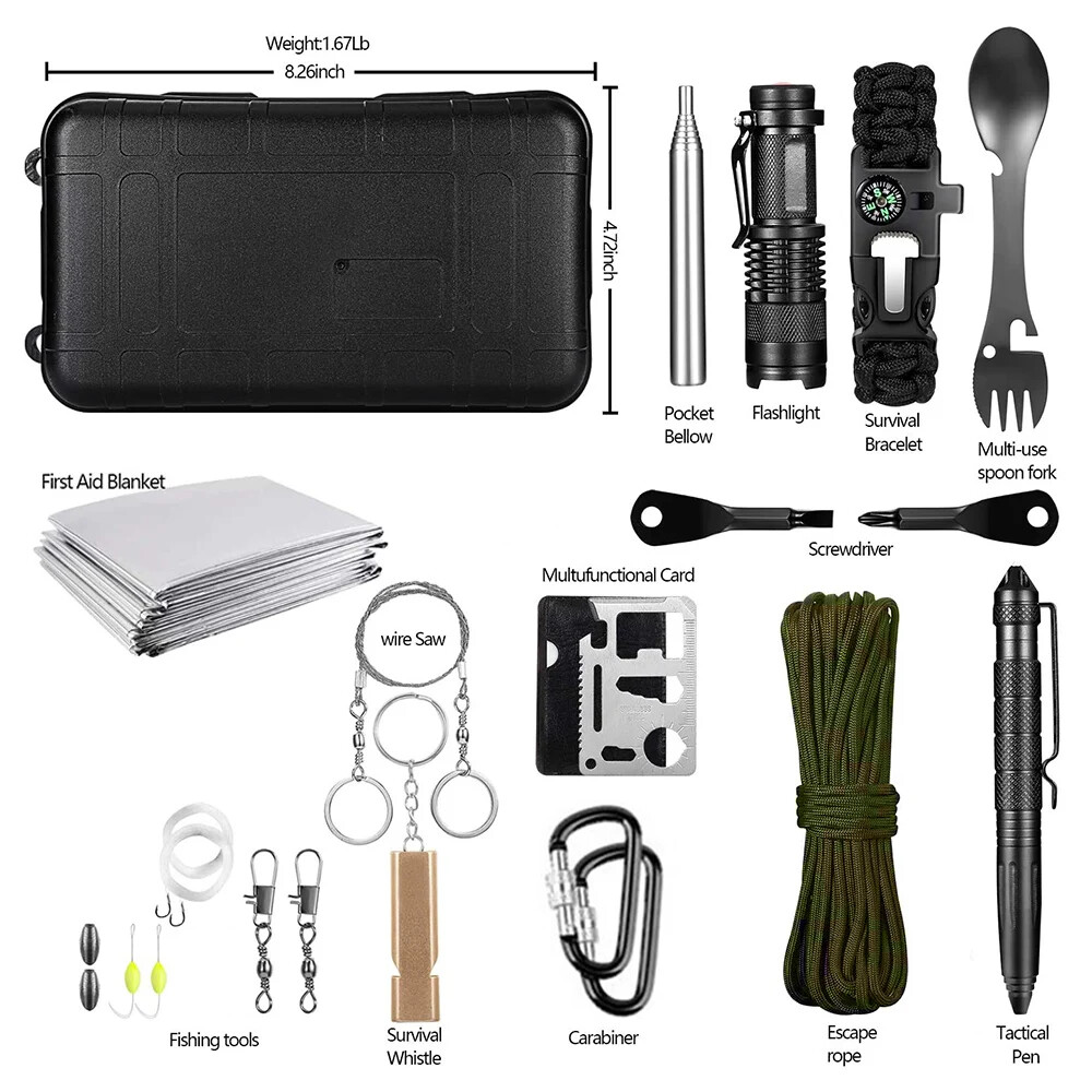 Multifunctional Emergency Survival Kit for Camping Travel Tactical Gear