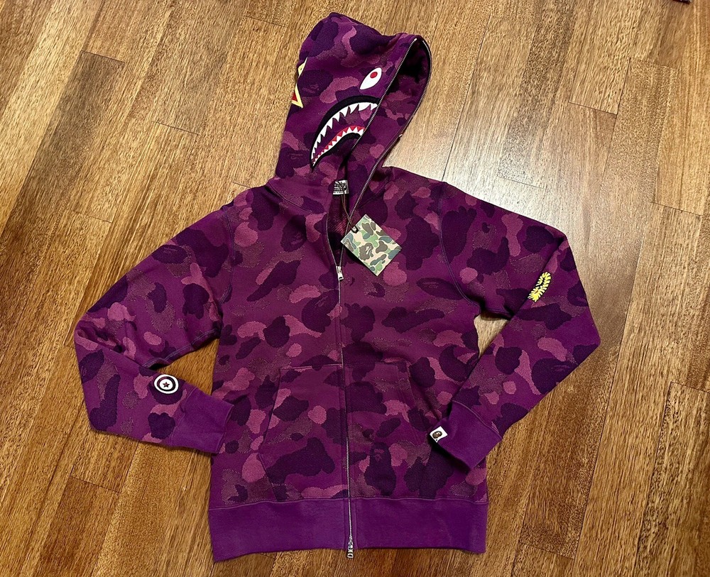 NEW BAPE Color Camo Shark Wide Full Zip Men’s Hoodie Guaranteed Authentic Small