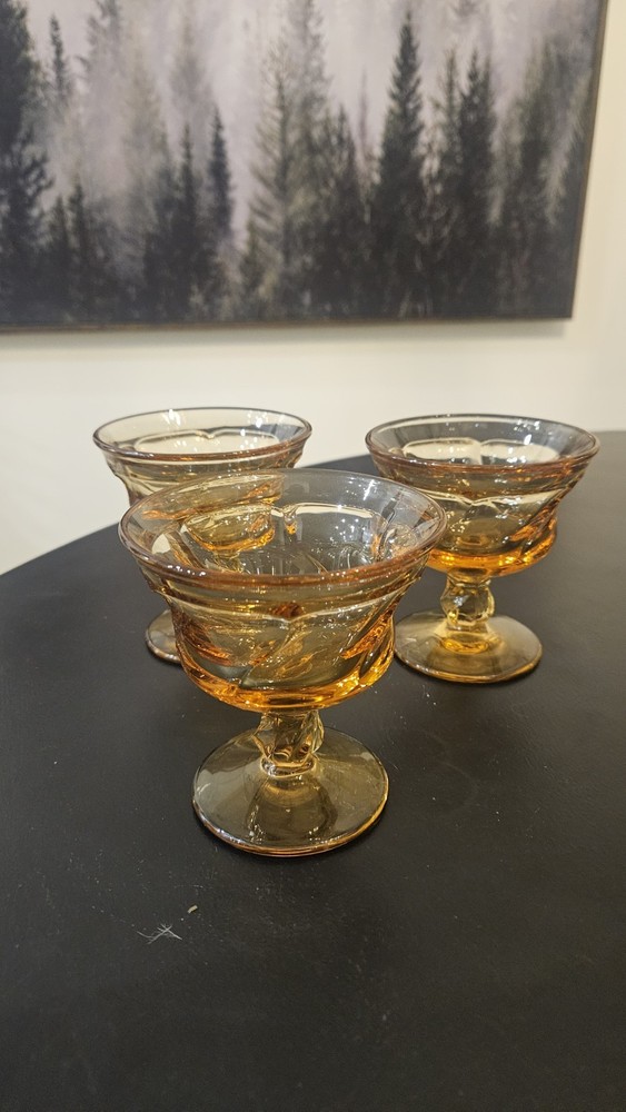 VTG FOSTORIA JAMESTOWN AMBER GLASSES SET OF 3. Sherbet/ Cocktail