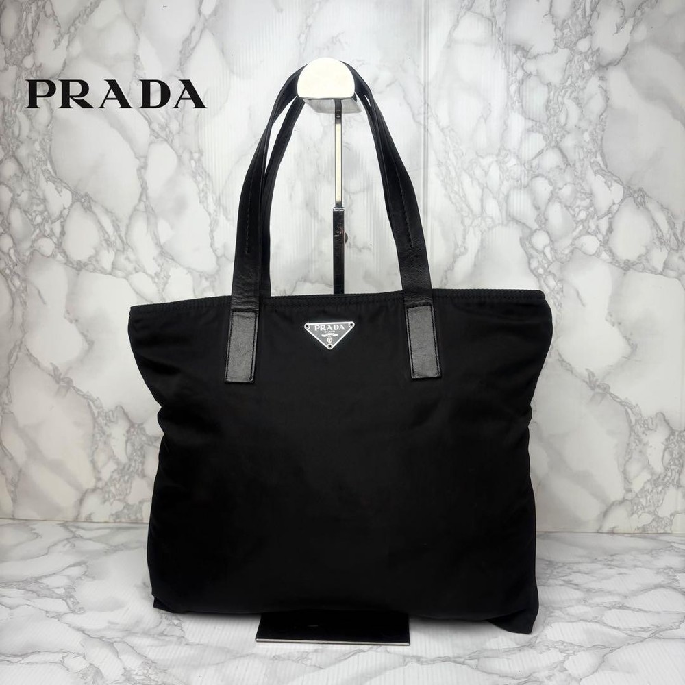 Prada 501 Black Leather Tote Shoulder Bag Pre-Owned