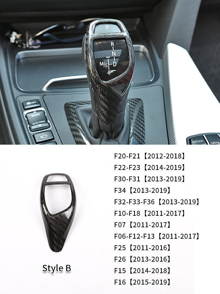 Real Carbon Fiber Gear Lever Shift Knob Cover Trim For BMW X5 F15 X6 F16 2014-18
