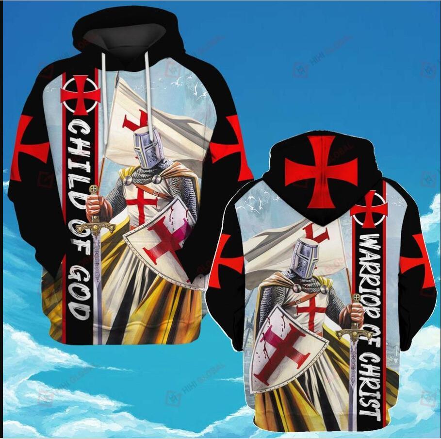 GOD CHILD OF GOD WARRIOR OF CHRIST RIBBON Hoodie 3d - all printed