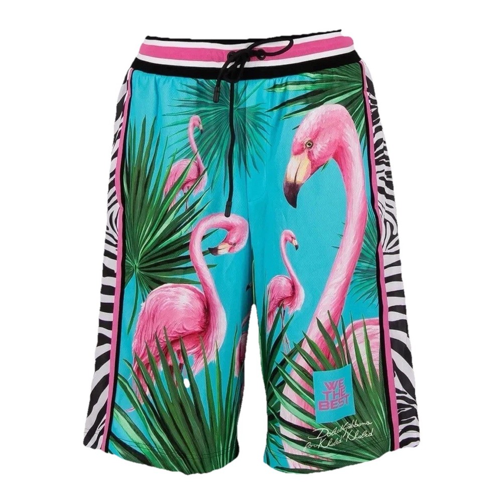 DOLCE & GABBANA x DJ KHALED SZ Large Shorts Flamingo Blue Pink Size 52
