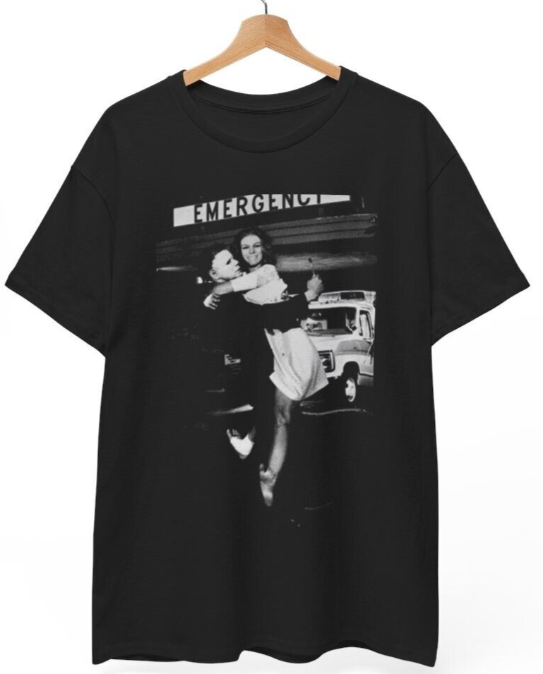 Michael Myers Kissing Curtis on the Set Horror Movie T-Shirt , Unisex Shirt