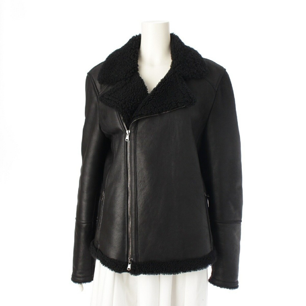 Premium Black Lamb Leather Mouton Biker Jacket Size 48