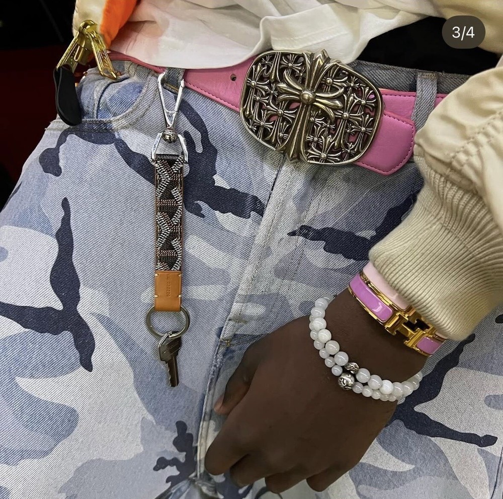 RARE Chrome Hearts Cemetery Buckle Pink Leather Belt Strap (Size 30-38)