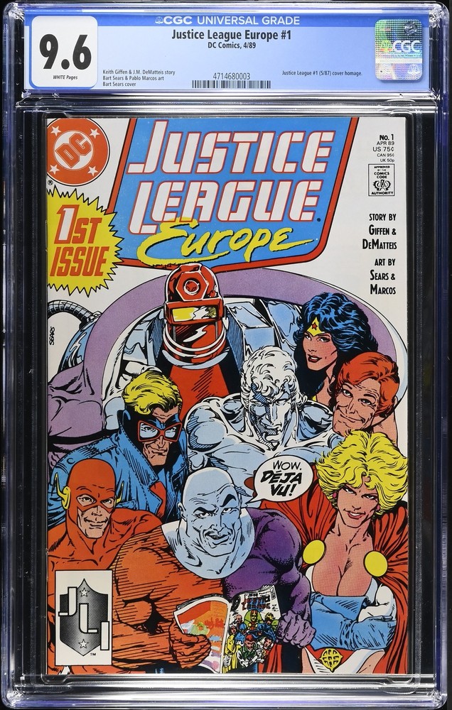 Justice League Europe 1 CGC 9.6  Justice League 1 (5/87) cover homage