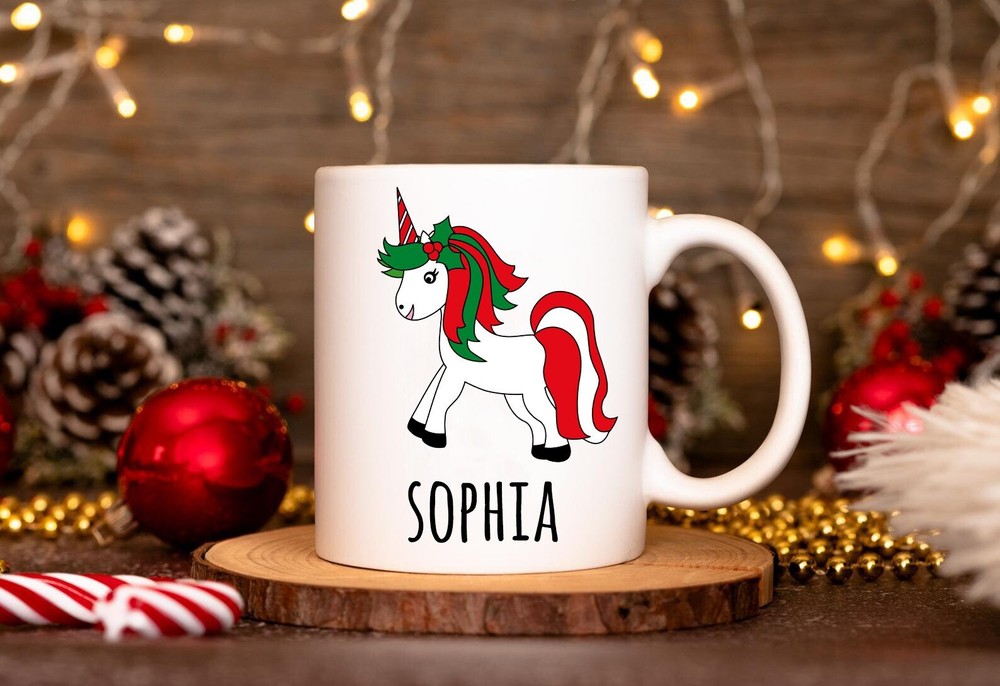 Personalized Unicorn Christmas Mug Cute Unicorn Mug Custom Name Mug Christmas