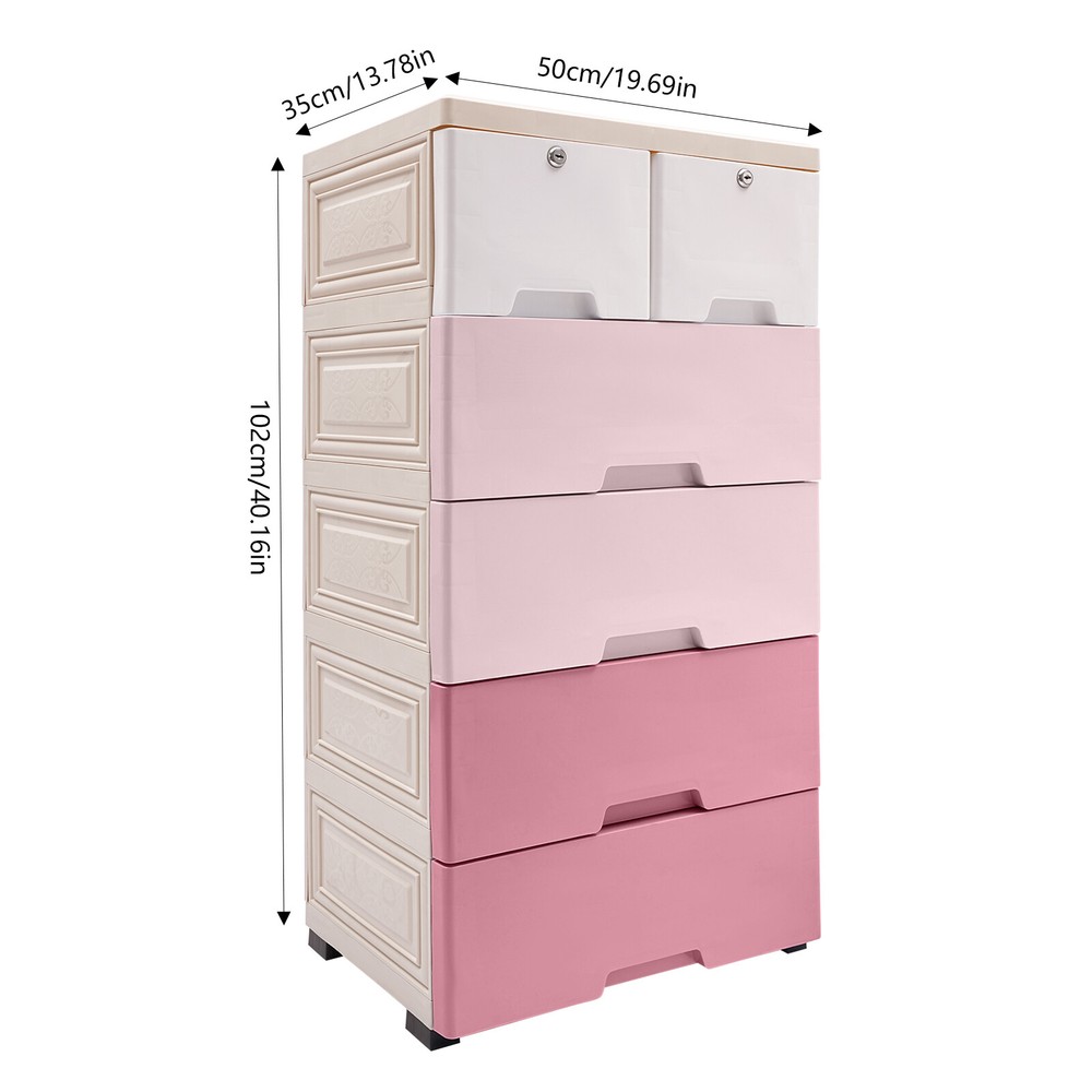 Plastic Storage Cabinet with Drawers for Dresser Organization