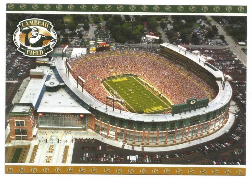 Vintage NFL Green Bay Packers Lambeau Field Football Stadium Postcard JAM-PACKED