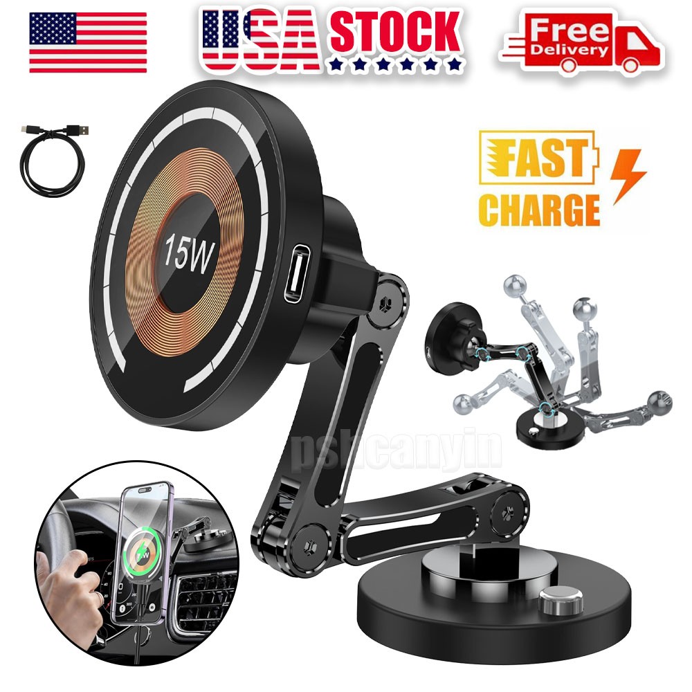 15W Magnetic Charger Magsafe Car Mount for iPhone Dash Window Charging Mount