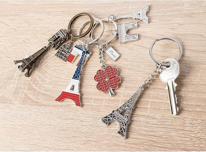 6 Pcs Paris Keychain France Souvenir Gifts Eiffel Tower French Flag Key Chains