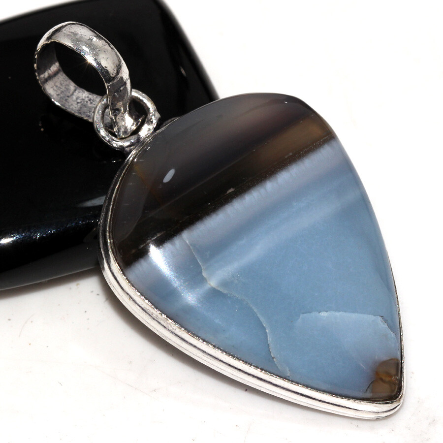 925 Silver Plated Owhyee Blue Opal Ethnic Pendant Handmade Jewelry Size 2