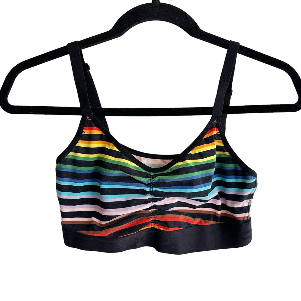 TomboyX V-Neck Bralette Adjustable Straps Progress Pride Stripes Unisex Small