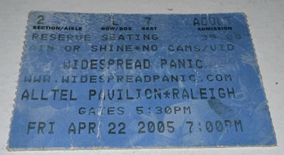 2005 Widespread Panic Band Concert Music Ticket Stub Alltel Pavilion Raleigh