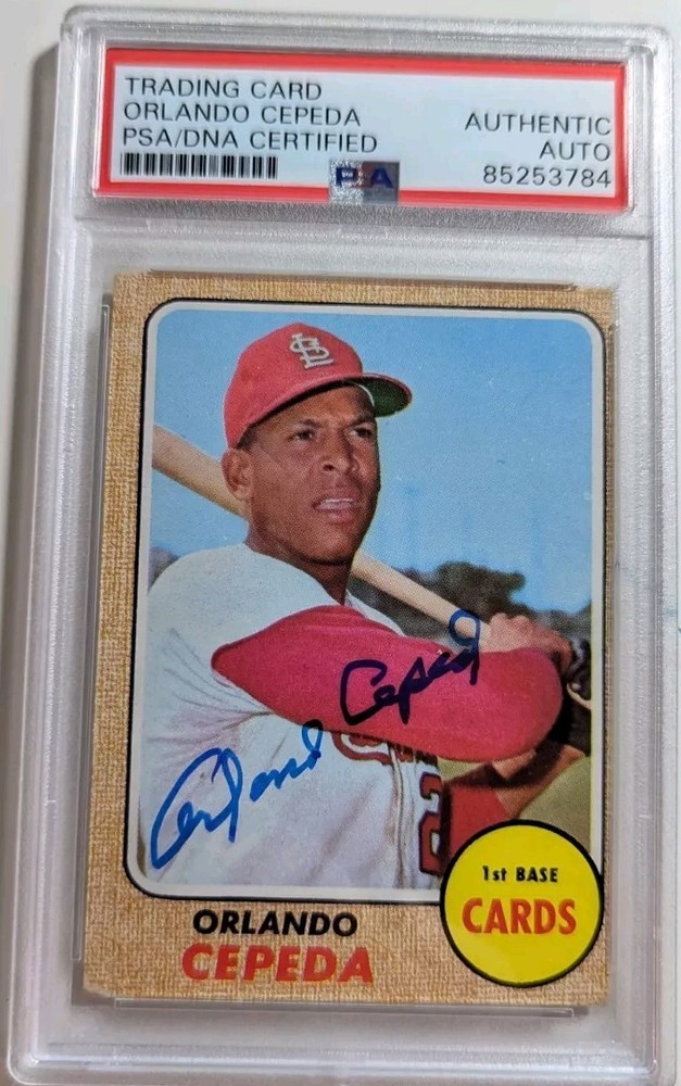 Orlando Cepeda Signed 1968 Topps Trading Card Autographed PSA/DNA Cardinals HOF