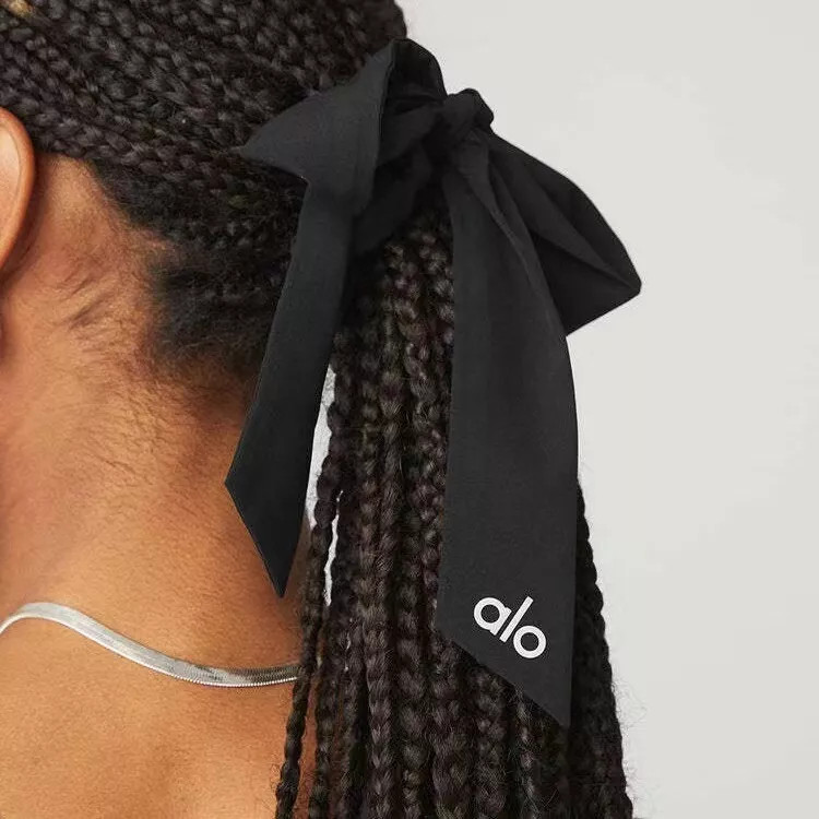 2025 ALO Yoga Bow Hair Tie Love Knots Scrunchie in White & Black