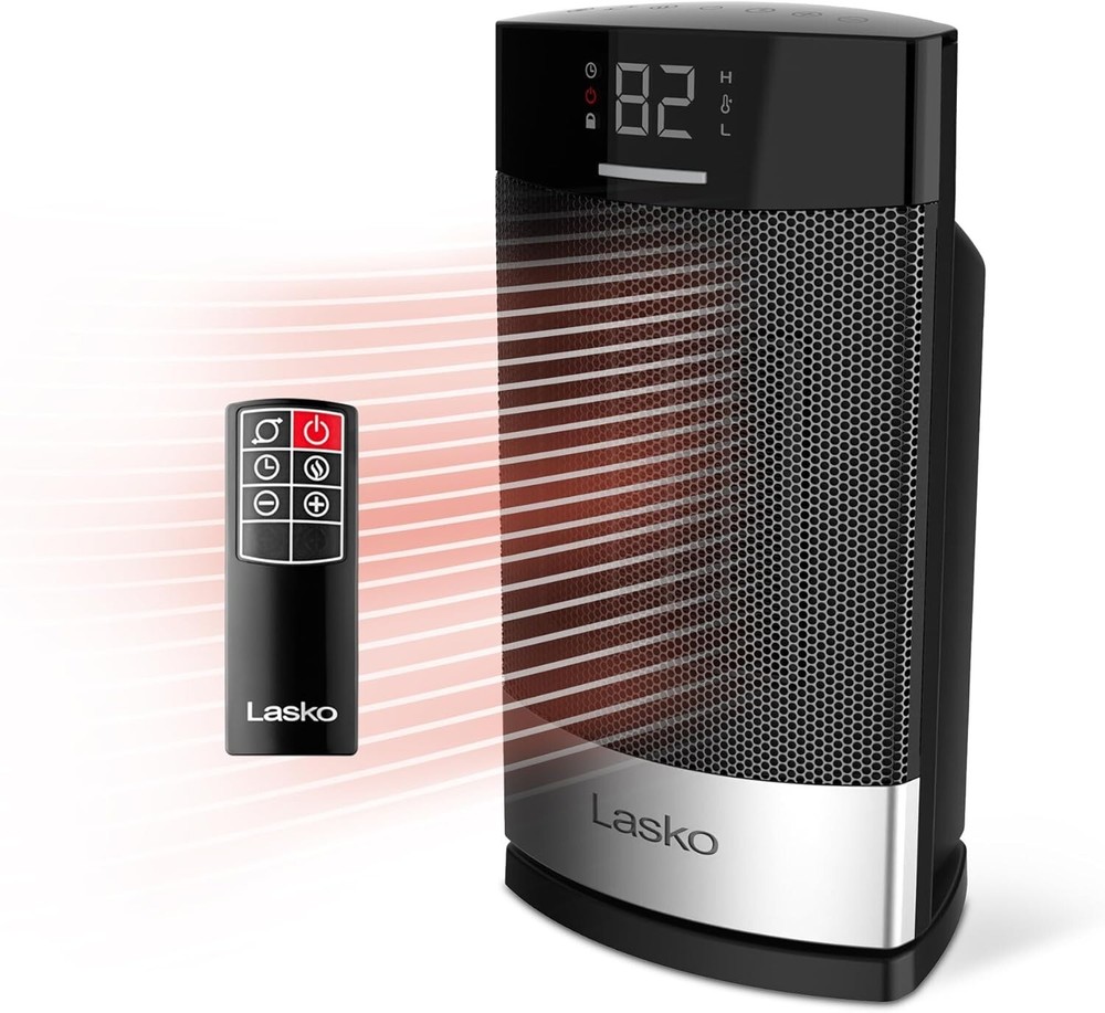 Ellipse 1500W Ceramic Tabletop Heater - Remote, Digital Display, Safety Features