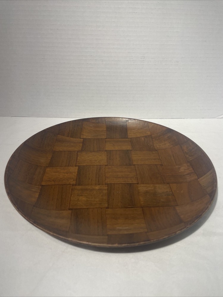 Weave-wood Plate Wood Plate VTG Walnut 10 In