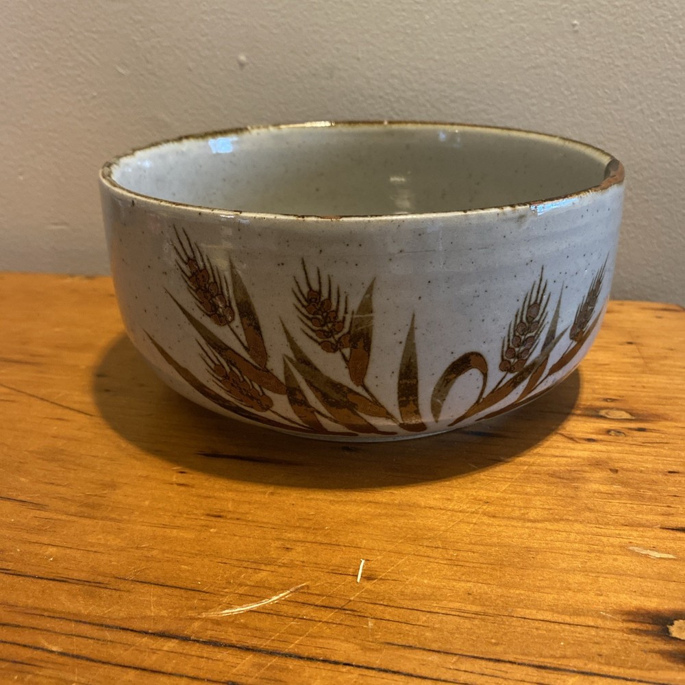 Vintage HARVEST 7” Wheat Cereal Serving Bowl Unbranded Brown Ceramic Glass