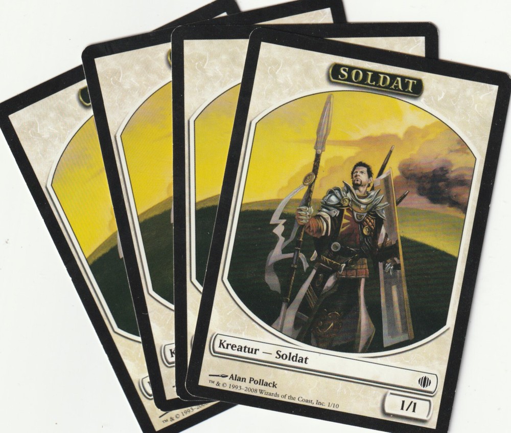 4 MTG Soldier White Token Creature Playset from ALA/EN 2008 Set