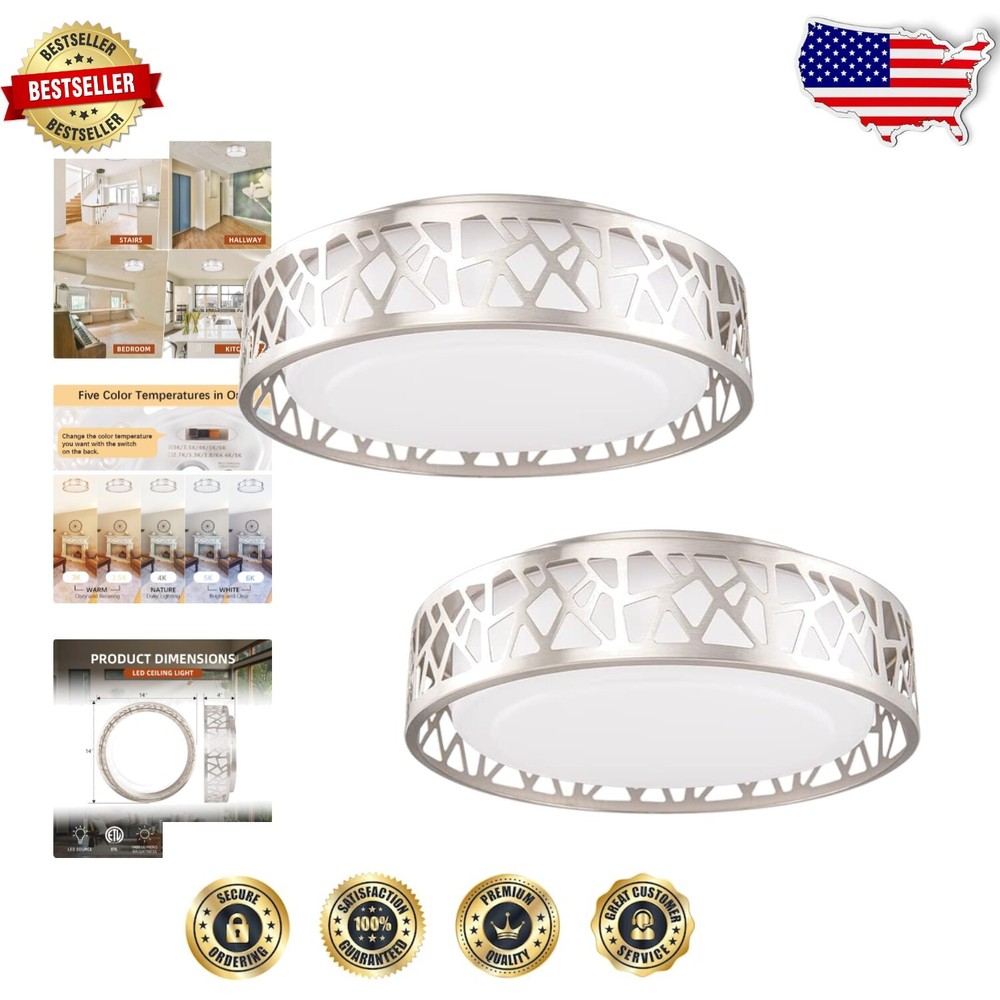 Modern 12 Inch Dimmable LED Ceiling Light Fixture - 15W Warm White Illumination