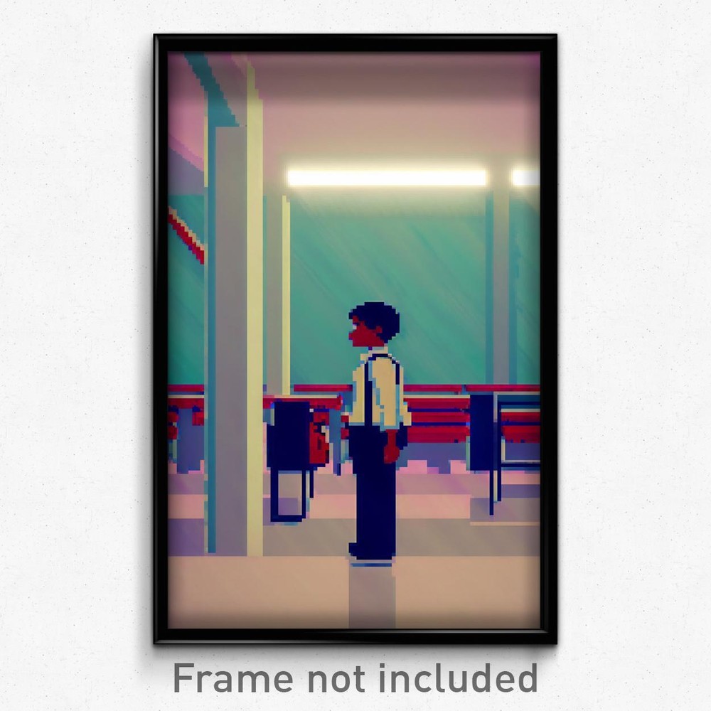 Pixel Art Poster - Muted School (8 Bit Psychedelic Trippy Video Game Print)