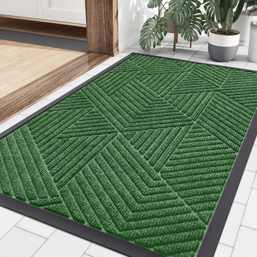 Front Door Mat Outside Entrance, Heavy Duty Natural Rubber Mat, Sturdy Trap D...