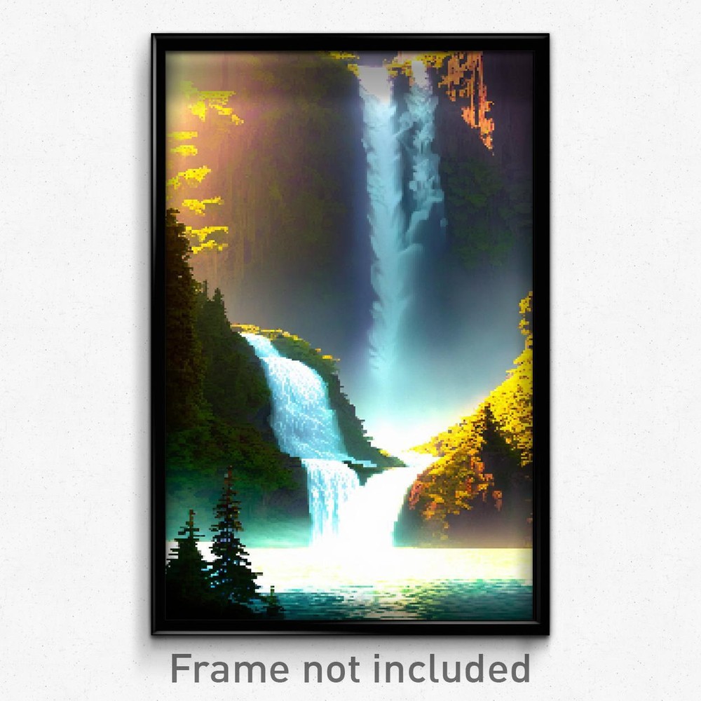 8-Bit Psychedelic Pixel Art Poster - Rare Cascade Trippy Gamer Print