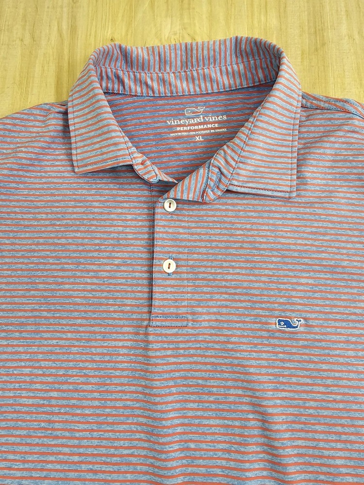 Vineyard Vines Naples Performance Polo Shirt Men’s Size XL Blue Striped Golf