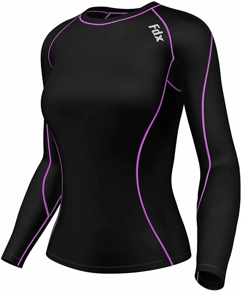 FDX Women's Compression Top Long Sleeve Base Layer  Running Gym Training Top