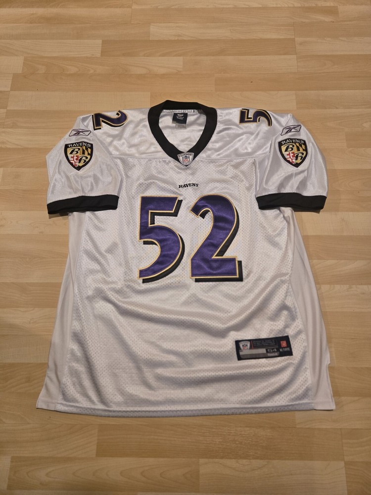 Ray Lewis #52 Baltimore Ravens Vintage NFL Football Jersey White Purple Stitched