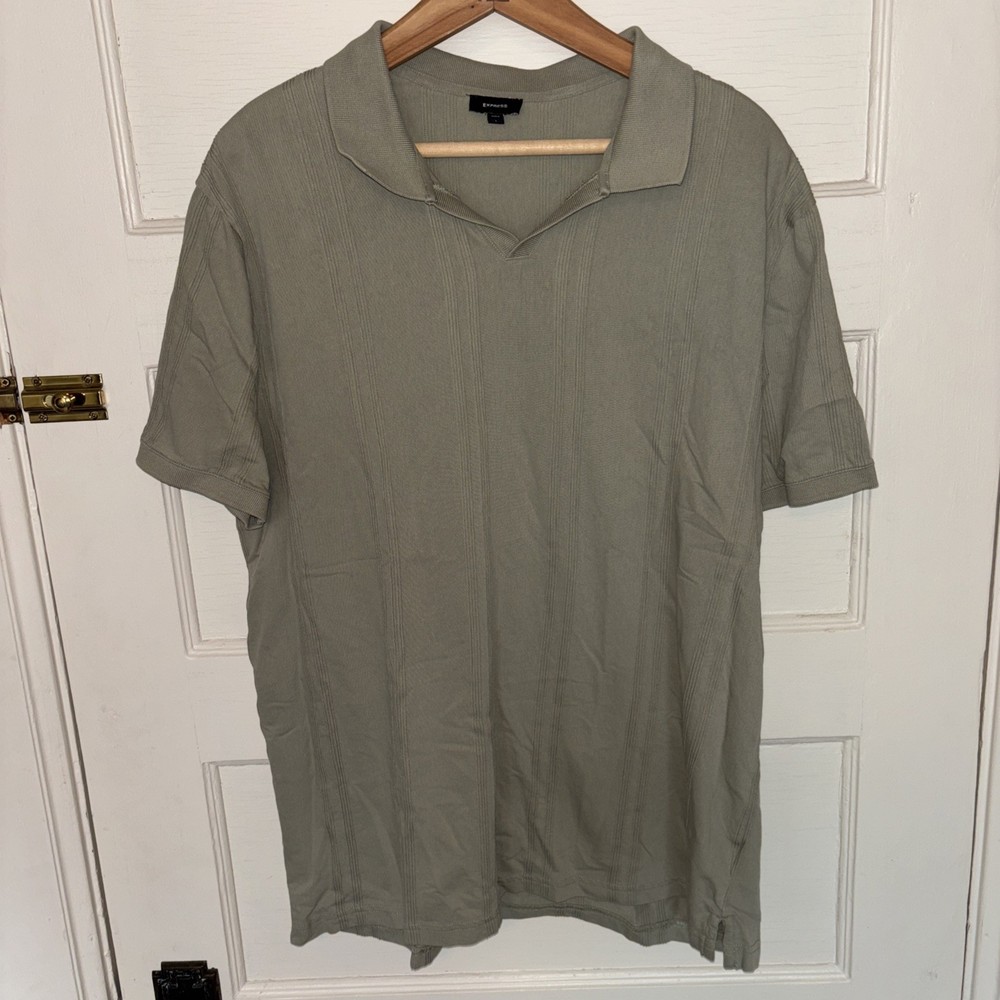 Express Men’s Johnny Collar Polo, Size Large, Green
