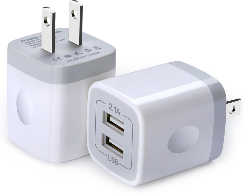USB Wall Charger,  2Pack Dual Port 2.1Amp Fast Brick Base Adapter Charging Block