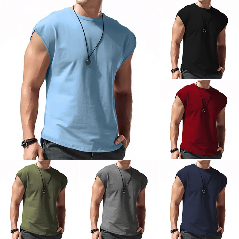 Mens Gym Sport Tank Vest Tops Sleeveless Bodybuilding Fitness Muscle Tee T-shirt