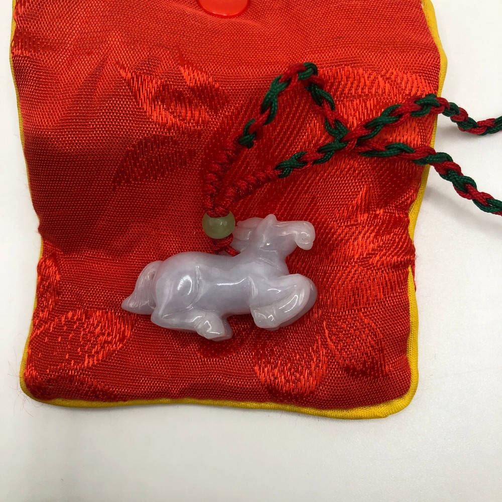 Asian Inspired ?Semi Precious? Purple HORSE Pendant with Bag